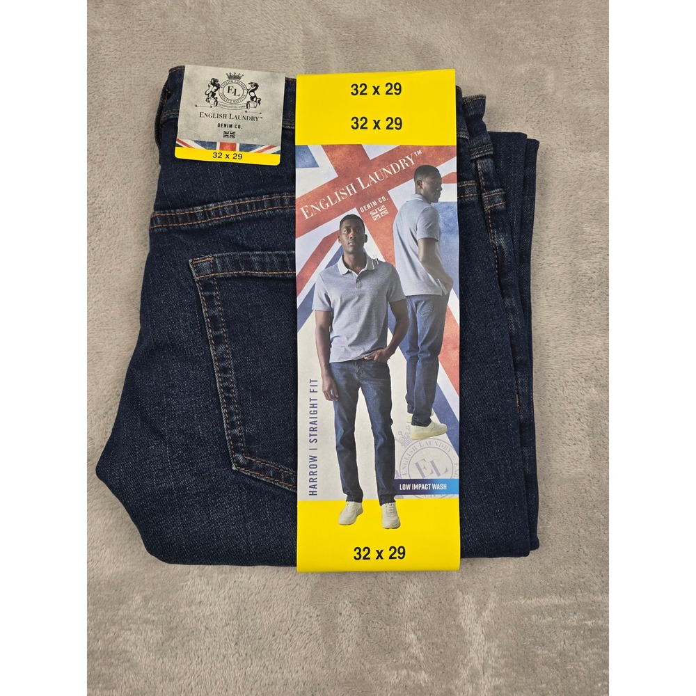 English Laundry Straight Fit Jeans Mens 32x29 Dark Blue Harrow Denim